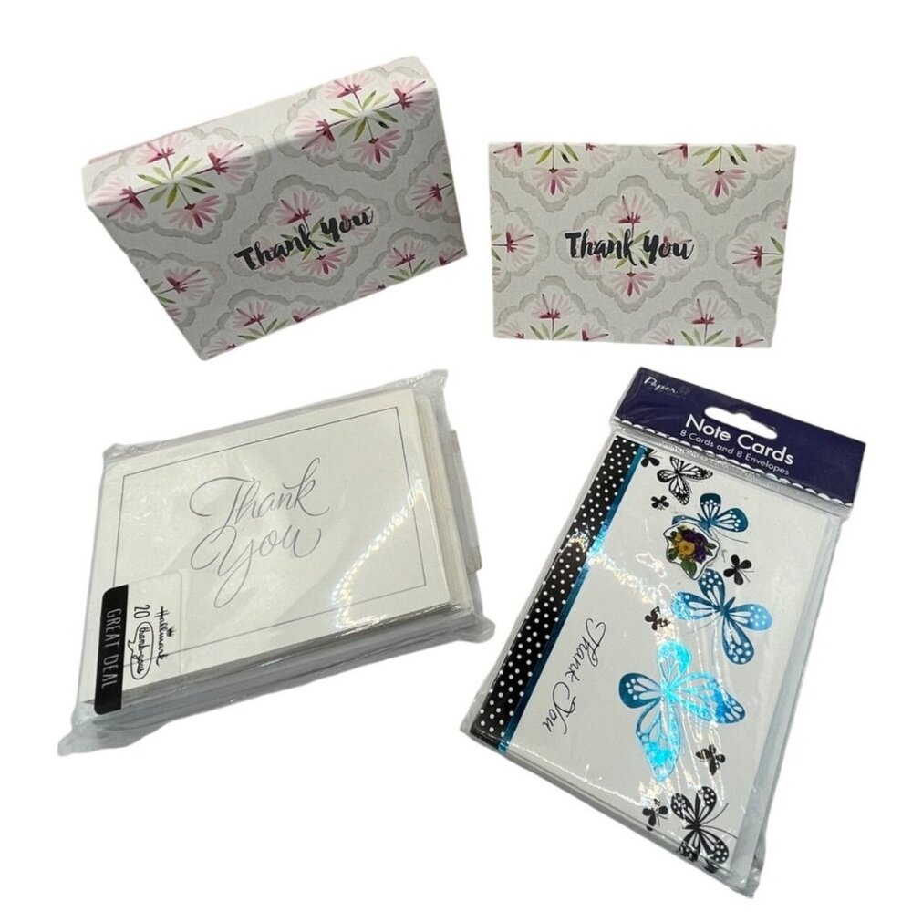 Assorted Thank You Note Card Set - Hallmark & Paper Magic - 36 Cards & Envelopes